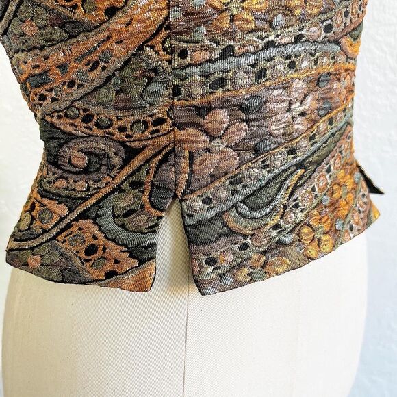 METALLIC LUREX LAME 60’s 60s Vintage Fitted Cocktail Party Evening Blouse Top S - Picture 3 of 10